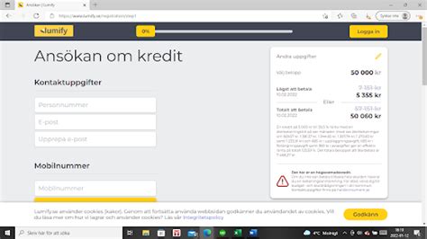 Registrera konto eller logga in på mina sidor på .